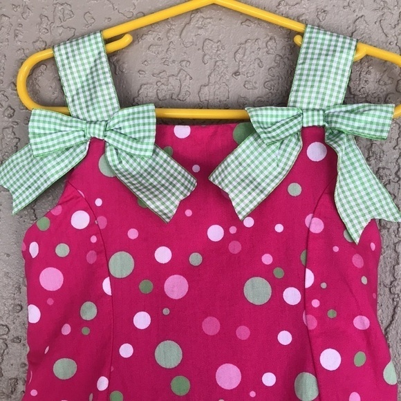 Bonnie Jean Polka Dot & Gingham Check Print Sleeveless Sundress Dress - Picture 2 of 10
